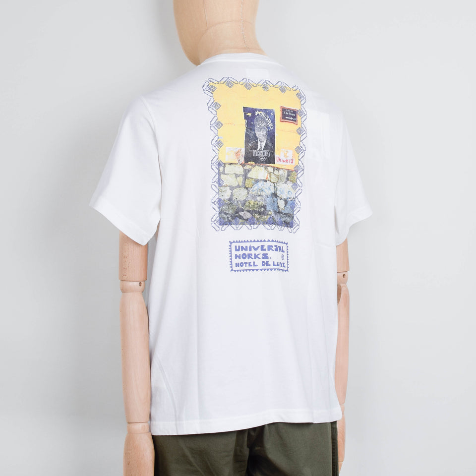 Universal Works Print Tee Single Jersey Mexico - Ecru / Yellow