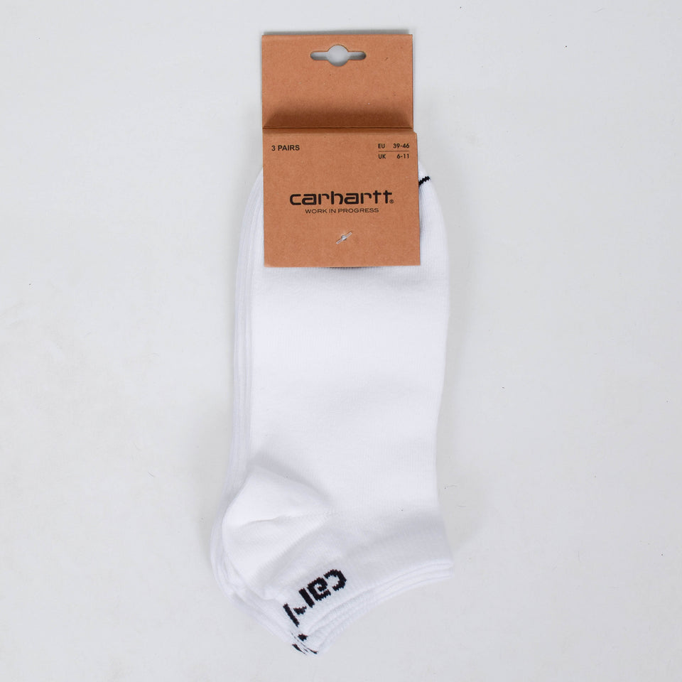 Carhartt WIP Script Sneaker Socks 3 Pack - White / Black