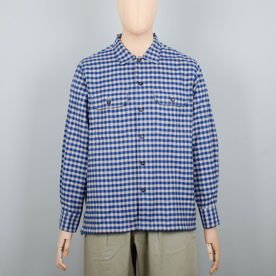Universal Works Utility Shirt Max Cotton - Blue/Sand