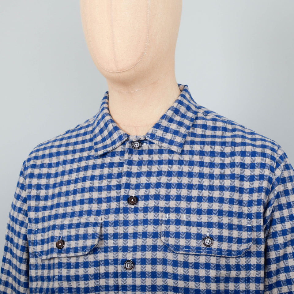 Universal Works Utility Shirt Max Cotton - Blue/Sand