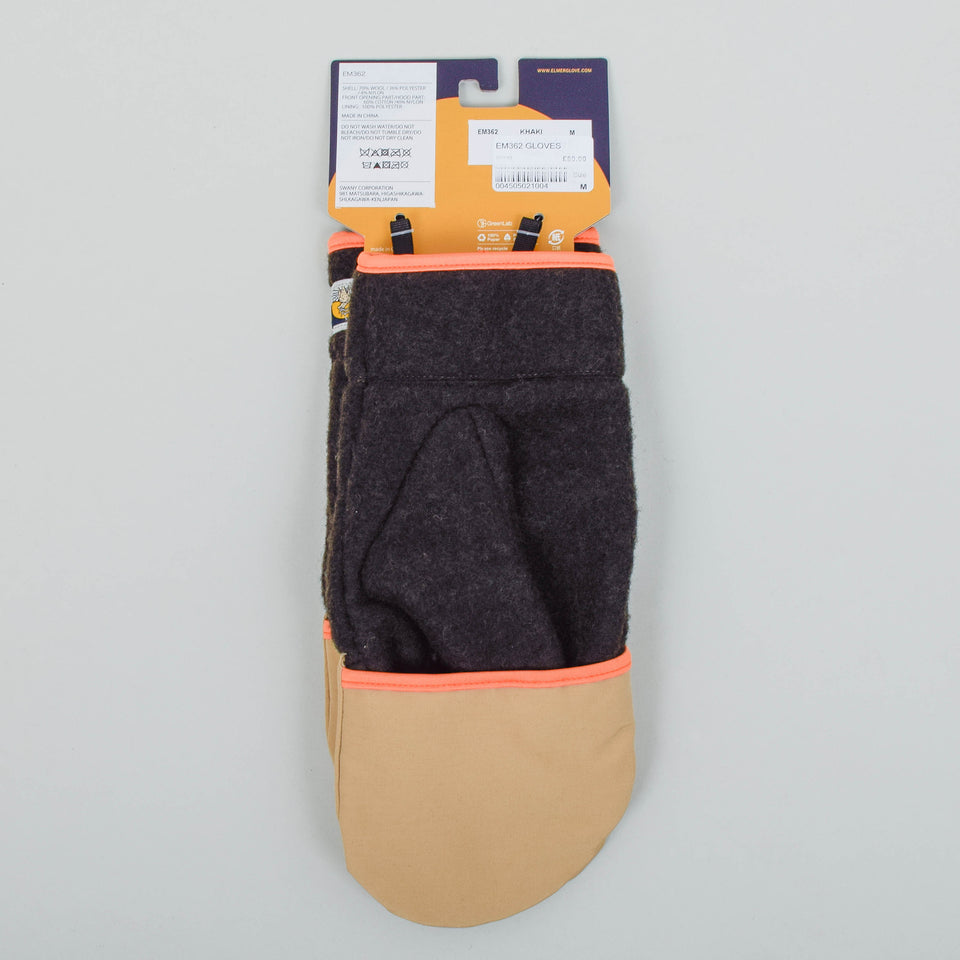 Elmer By Swany EM362 Recycled Wool Fleece Glove with Flip Top - Khaki
