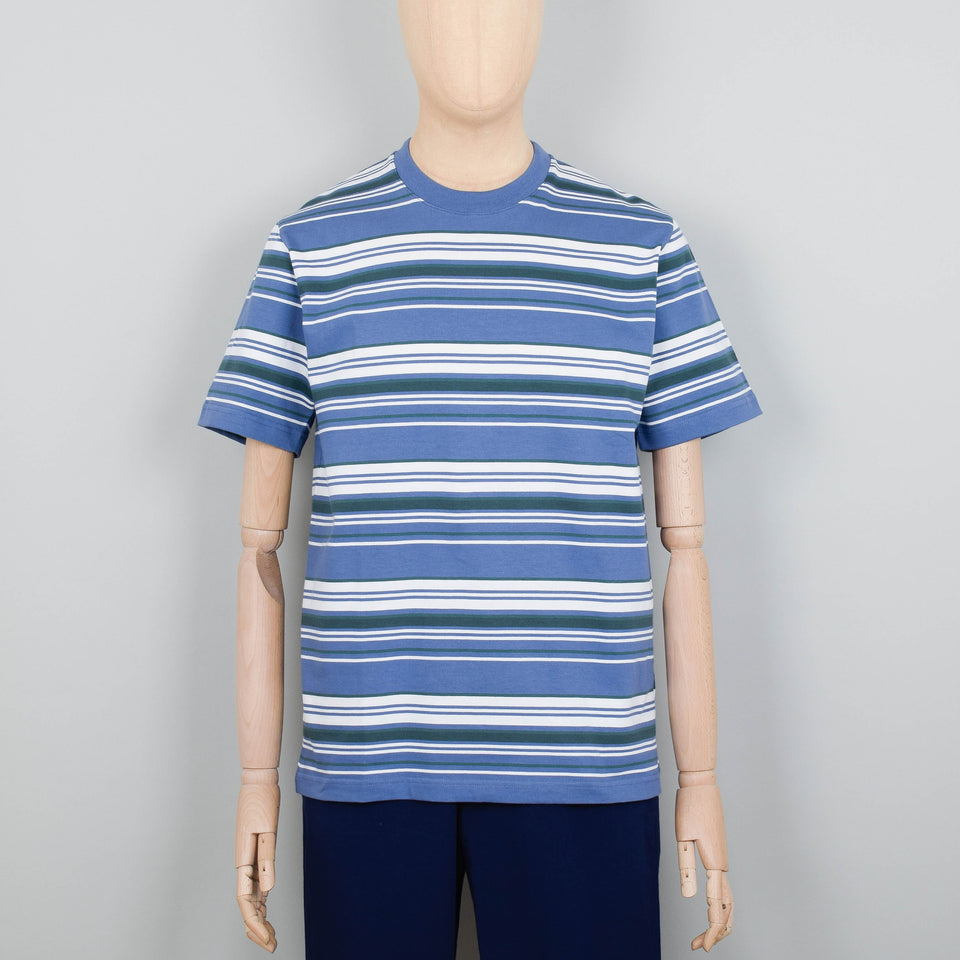 Norse Projects Johannes Weekend Stripe SS T-Shirt - Calcite Blue