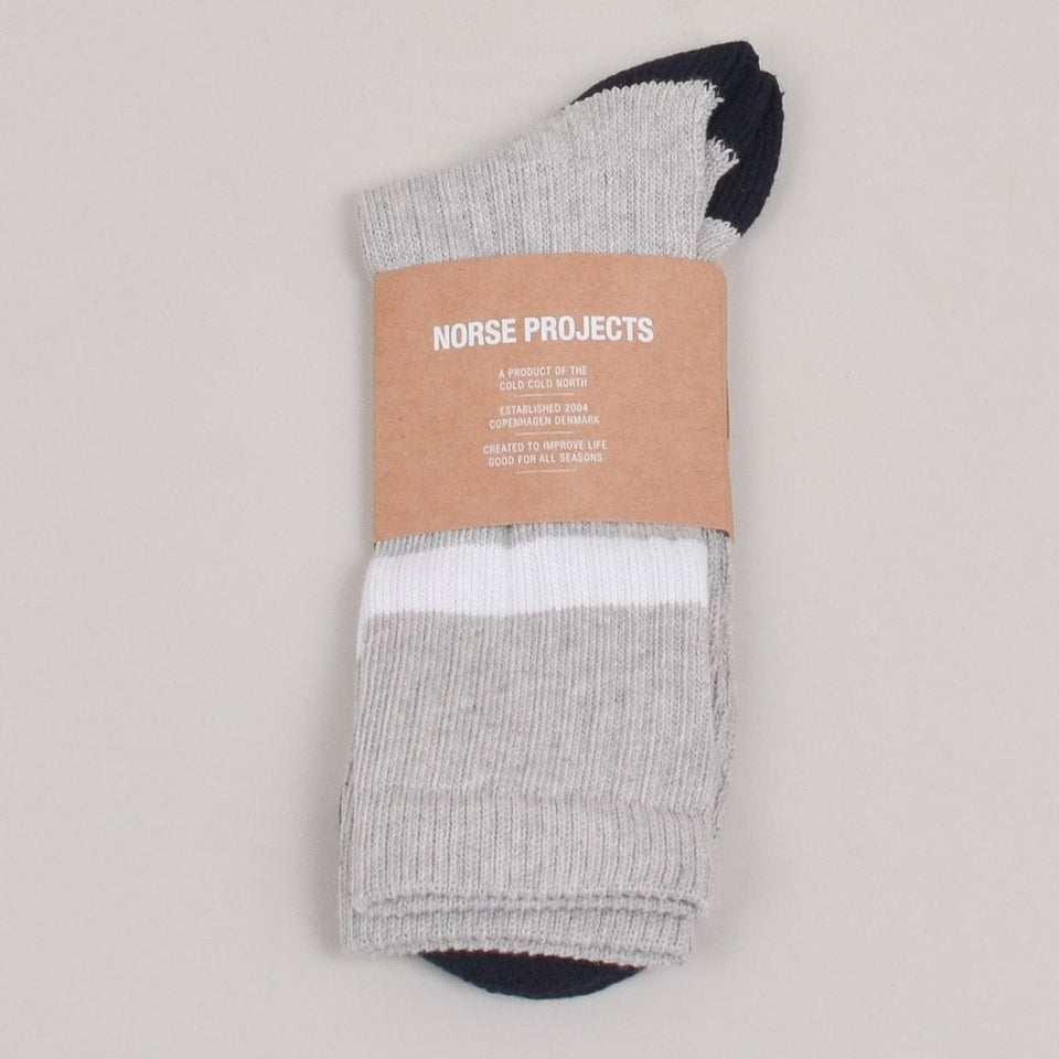 Norse Projects Bjarki Cotton Sport Sock - Light Grey Melange