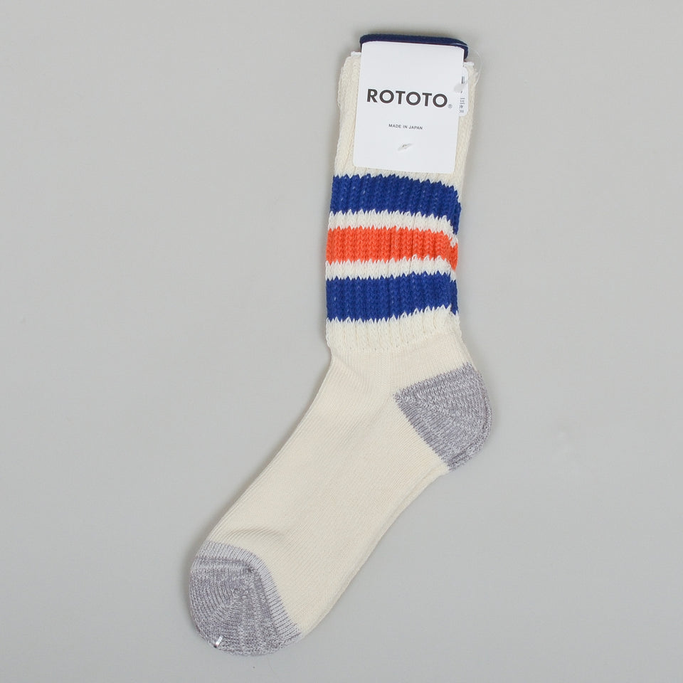 RoToTo Coarse Ribbed Oldschool Socks - Blue/Orange
