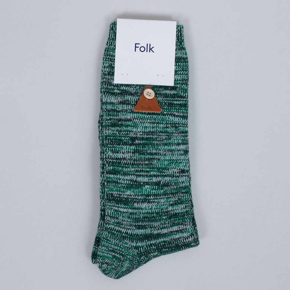 Folk Melange Socks - Green Mix