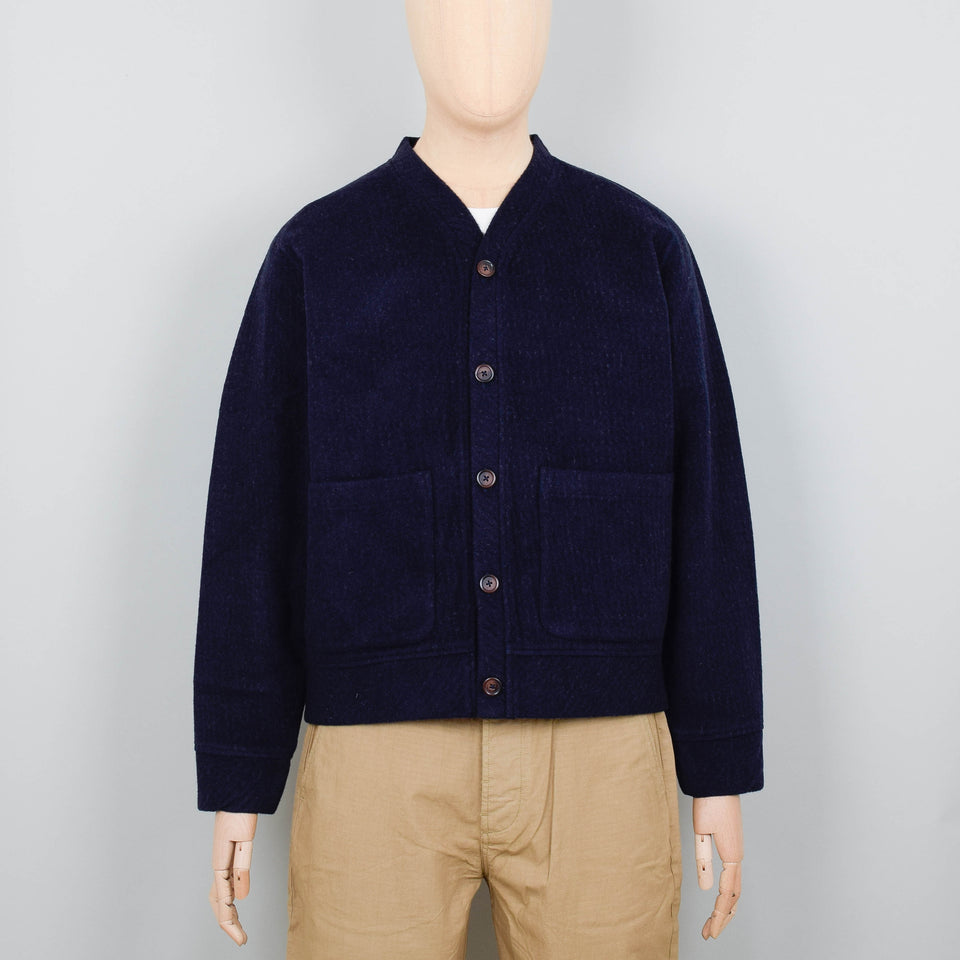 Universal Works Dicky Cardigan Bristol Recycled Wool Mix - Navy Marl