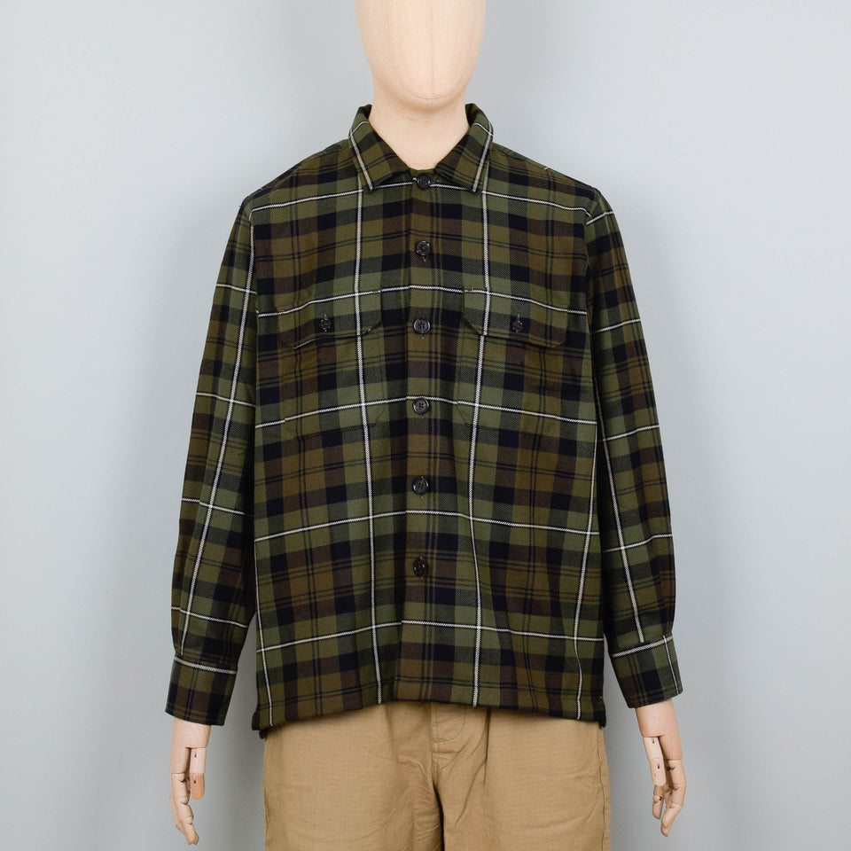 Universal Works Utility Shirt Moorland Check - Olive