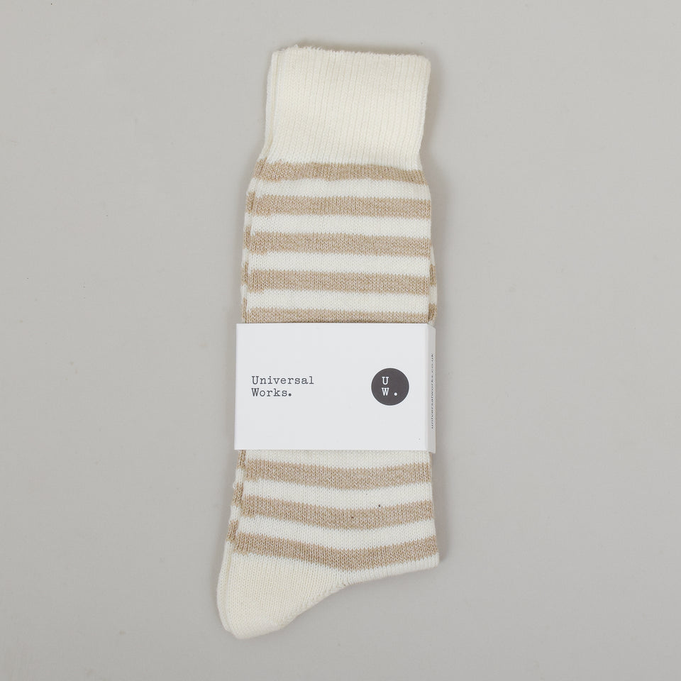 Universal Works Stripe Sock - Ecru