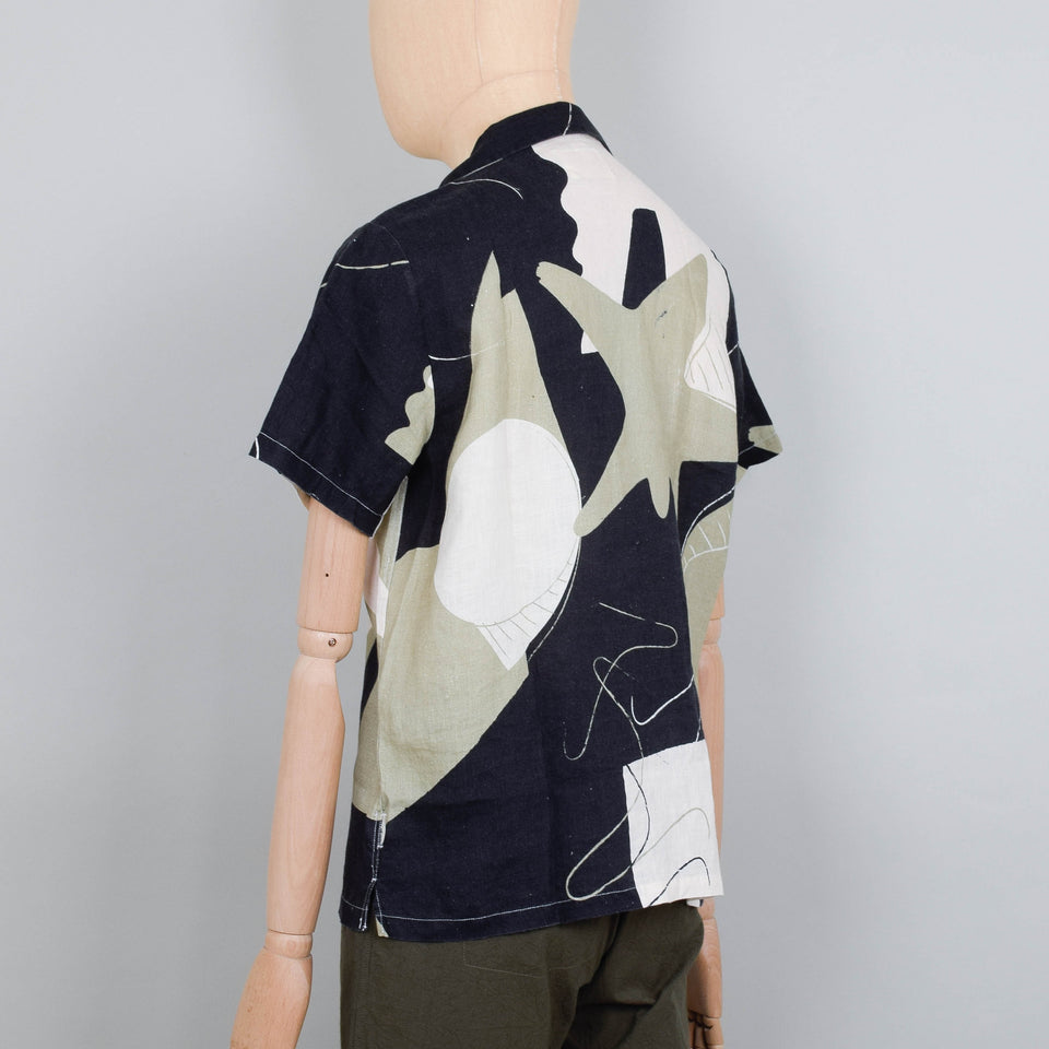 Folk Soft Collar Shirt SS - Void Print Black Olive