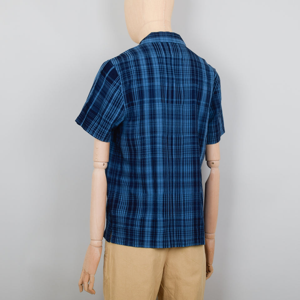 Folk Soft Collar Shirt SS - Indigo Large Check