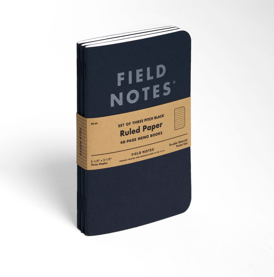 Field Notes Pitch Black 3-Pack - Ruled